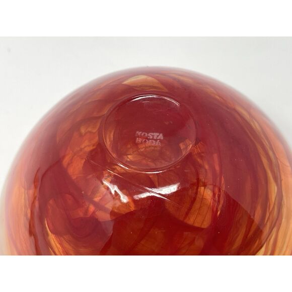 Kosta Boda Atoll Art Glass Votive Tea Light Candle Holder Red Swirl Sweden - Picture 5 of 6